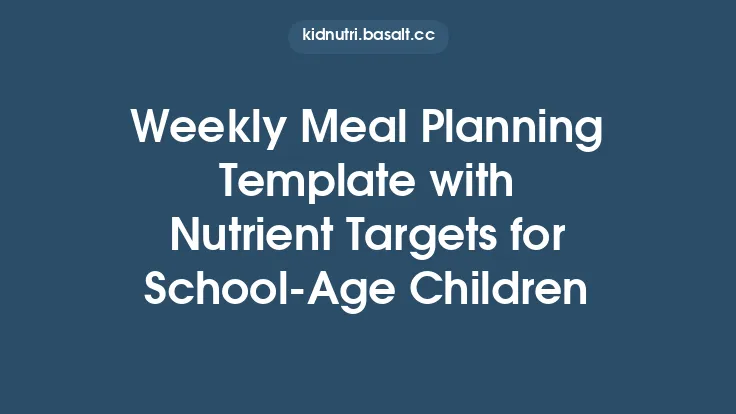 Weekly Meal Planning Template with Nutrient Targets for School‑Age Children Thumbnail